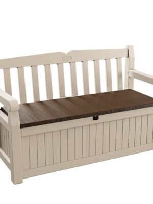 Keter Eden Bench 265L Outdoor 60% recycled Garden Furniture Storage Box Beige