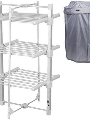 GlamHaus Electric Heated Clothes Airer Dryer Rack Aluminium