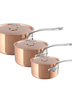 Mauviel M'150S 3 Piece Saucepan Set with Copper Lids